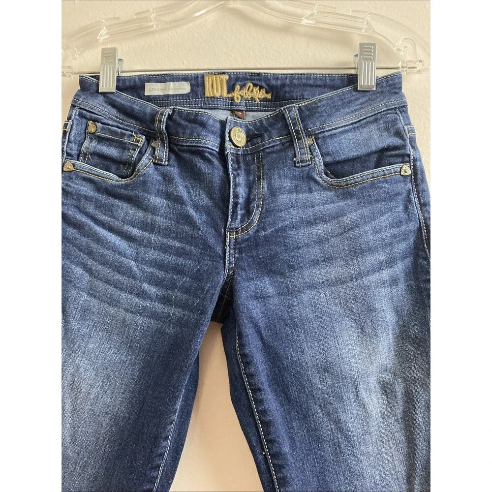 KUT From The Kloth Blue Jeans Size 0 Catherine Slim Boyfriend Low Rise Dark Wash